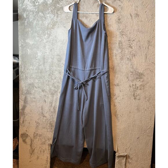 Nap Loungewear Blue Drawstring Relaxed Fit Wide Leg Jumpsuit Size Medium New - Picture 3 of 8